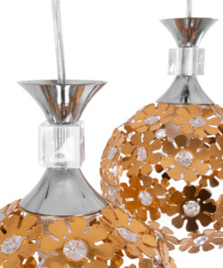 GLOBOSTAR® BOUQUET 01670 Μοντέρνο Κρεμαστό Φωτιστικό Οροφής με Ντουί 3 x E27 AC 220-240V IP20 - Χρυσό, Διάφανο & Ασημί - Μ46 x Π46 x Y23cm 17 01670 8