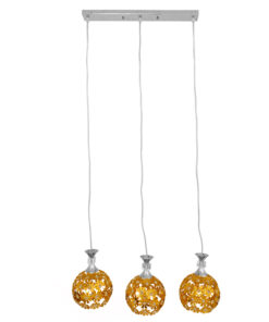 GloboStar® GLOBOSTAR® BOUQUET 01671 Μοντέρνο Κρεμαστό Φωτιστικό Οροφής με Ντουί 3 x E27 AC 220-240V IP20 - Χρυσό & Διάφανο - Μ64 x Π18 x Υ24cm