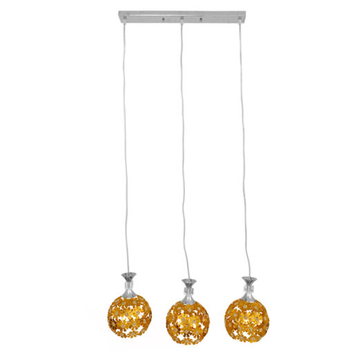 GloboStar® GLOBOSTAR® BOUQUET 01671 Μοντέρνο Κρεμαστό Φωτιστικό Οροφής με Ντουί 3 x E27 AC 220-240V IP20 - Χρυσό & Διάφανο - Μ64 x Π18 x Υ24cm