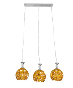 Alternative view of GLOBOSTAR® BOUQUET 01671 Μοντέρνο Κρεμαστό Φωτιστικό Οροφής με Ντουί 3 x E27 AC 220-240V IP20 - Χρυσό & Διάφανο - Μ64 x Π18 x Υ24cm