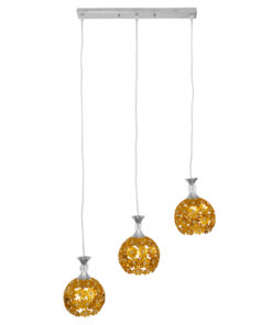 GLOBOSTAR® BOUQUET 01671 Μοντέρνο Κρεμαστό Φωτιστικό Οροφής με Ντουί 3 x E27 AC 220-240V IP20 - Χρυσό & Διάφανο - Μ64 x Π18 x Υ24cm 12 01671 4