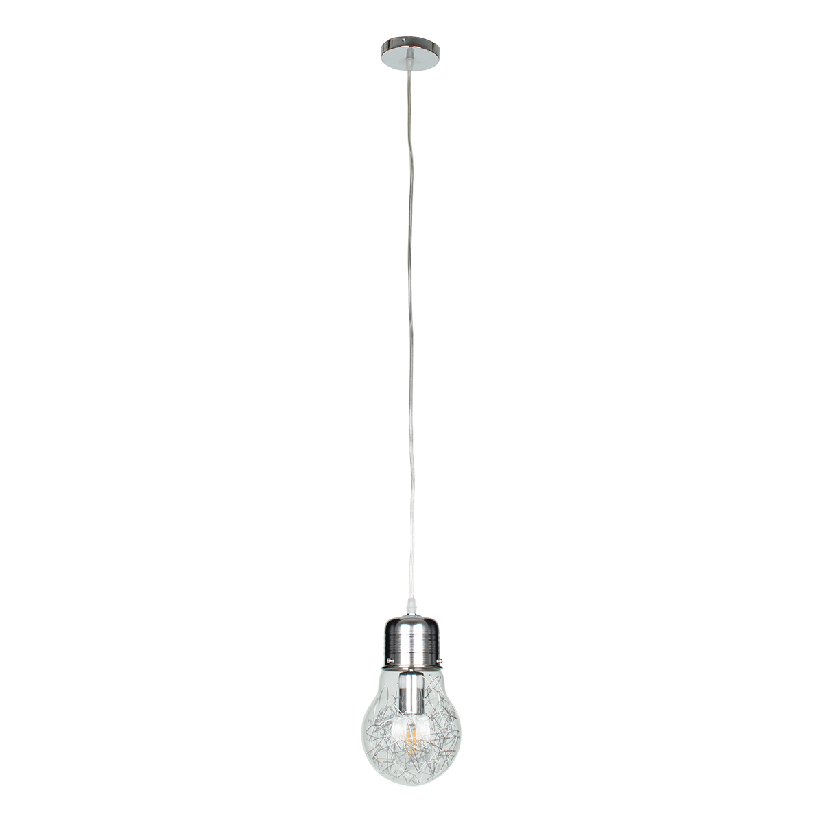 GLOBOSTAR® LAMP 01676 Μοντέρνο Κρεμαστό Φωτιστικό Οροφής με Ντουί 1 x E27 AC 220-240V IP20 - Ασημί & Διάφανο - Μ15 x Π15 x Υ27cm 5 GLOBOSTAR® LAMP 01676 Μοντέρνο Κρεμαστό Φωτιστικό Οροφής με Ντουί 1 x E27 AC 220-240V IP20 - Ασημί & Διάφανο - Μ15 x Π15 x Υ27cm - Image 3