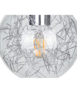 GLOBOSTAR® LAMP 01676 Μοντέρνο Κρεμαστό Φωτιστικό Οροφής με Ντουί 1 x E27 AC 220-240V IP20 - Ασημί & Διάφανο - Μ15 x Π15 x Υ27cm 14 01676 6