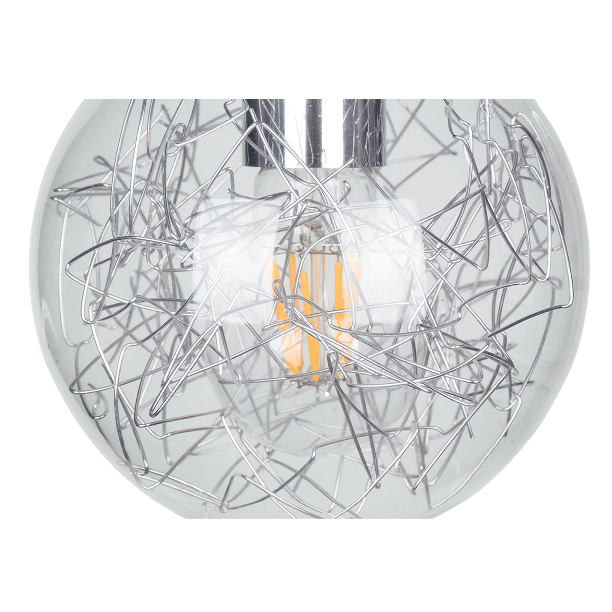 GLOBOSTAR® LAMP 01676 Μοντέρνο Κρεμαστό Φωτιστικό Οροφής με Ντουί 1 x E27 AC 220-240V IP20 - Ασημί & Διάφανο - Μ15 x Π15 x Υ27cm 8 GLOBOSTAR® LAMP 01676 Μοντέρνο Κρεμαστό Φωτιστικό Οροφής με Ντουί 1 x E27 AC 220-240V IP20 - Ασημί & Διάφανο - Μ15 x Π15 x Υ27cm - Image 6