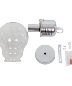 GLOBOSTAR® LAMP 01676 Μοντέρνο Κρεμαστό Φωτιστικό Οροφής με Ντουί 1 x E27 AC 220-240V IP20 - Ασημί & Διάφανο - Μ15 x Π15 x Υ27cm 15 01676 7