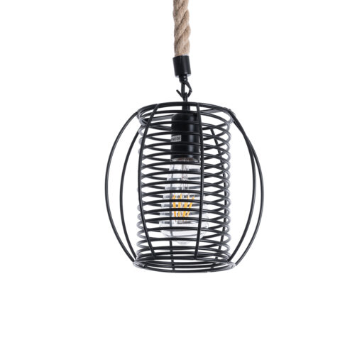 GloboStar® GLOBOSTAR® ORVAL 01689 Μοντέρνο Κρεμαστό Φωτιστικό Οροφής με Ντουί 1 x E27 AC 220-240V IP20 - Μαύρο & Μπεζ - Μ20 x Π20 x Υ20cm