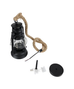 GLOBOSTAR® BARBAROSSA 01704 Vintage Κρεμαστό Φωτιστικό Οροφής με Ντουί 1 x E27 AC 220-240V IP20 - Μαύρο, Μπεζ & Διάφανο - Μ18 x Π18 x Υ28cm 19 01704 10