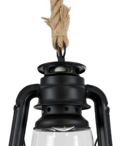 GLOBOSTAR® BARBAROSSA 01704 Vintage Κρεμαστό Φωτιστικό Οροφής με Ντουί 1 x E27 AC 220-240V IP20 - Μαύρο, Μπεζ & Διάφανο - Μ18 x Π18 x Υ28cm 16 01704 7