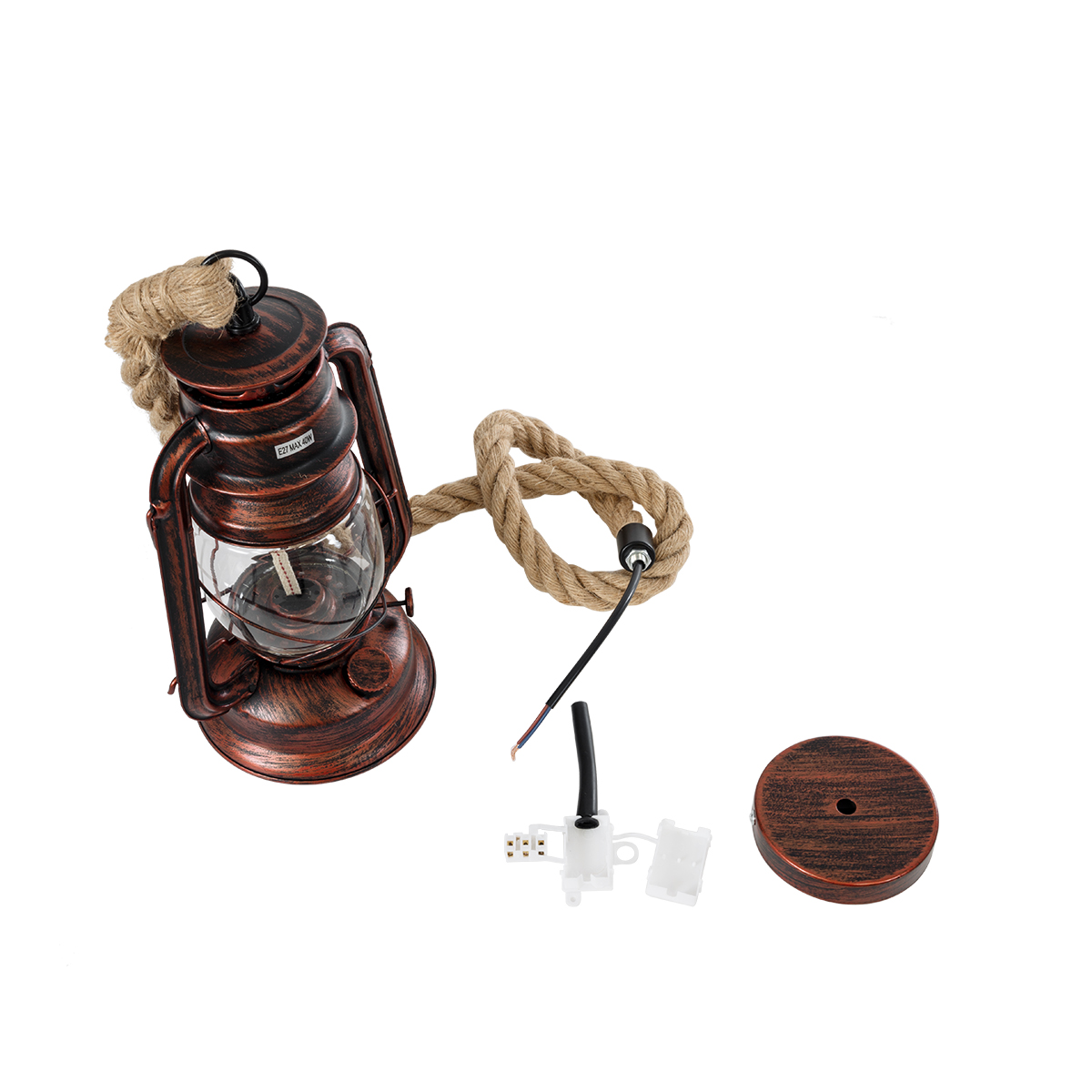 GLOBOSTAR® BARBAROSSA 01707 Vintage Κρεμαστό Φωτιστικό Οροφής με Ντουί 1 x E27 AC 220-240V IP20 - Χάλκινο, Μπεζ & Διάφανο - Μ18 x Π18 x Υ28cm 11 GLOBOSTAR® BARBAROSSA 01707 Vintage Κρεμαστό Φωτιστικό Οροφής με Ντουί 1 x E27 AC 220-240V IP20 - Χάλκινο, Μπεζ & Διάφανο - Μ18 x Π18 x Υ28cm - Image 9