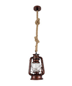 GLOBOSTAR® BARBAROSSA 01707 Vintage Κρεμαστό Φωτιστικό Οροφής με Ντουί 1 x E27 AC 220-240V IP20 - Χάλκινο, Μπεζ & Διάφανο - Μ18 x Π18 x Υ28cm 13 01707 4