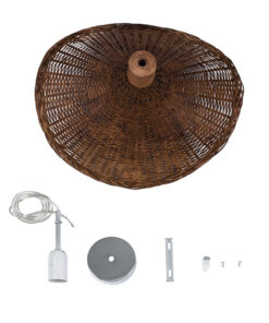 GLOBOSTAR® CUBA 01716 Boho Κρεμαστό Φωτιστικό Οροφής με Ντουί 1 x E27 AC 220-240V IP20 - Καφέ - Μ33 x Π33 x Υ25cm 24 01716 11