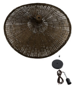 GLOBOSTAR® CUBA 01720 Boho Κρεμαστό Φωτιστικό Οροφής με Ντουί 1 x E27 AC 220-240V IP20 - Καφέ - Μ53 x Π53 x Υ30cm 24 01720 012