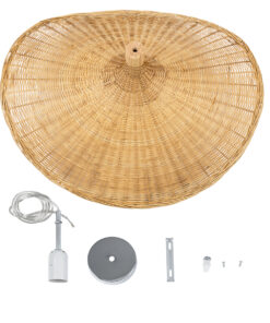 GLOBOSTAR® CUBA 01721 Boho Κρεμαστό Φωτιστικό Οροφής με Ντουί 1 x E27 AC 220-240V IP20 - Μπεζ - Μ63 x Π63 x Υ32cm 24 01721 11