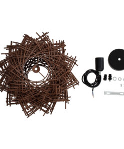 GLOBOSTAR® MINORCA 01733 Boho Κρεμαστό Φωτιστικό Οροφής με Ντουί 1 x E27 AC 220-240V IP20 - Καφέ - Μ35 x Π35 x Υ23cm 22 01733 10