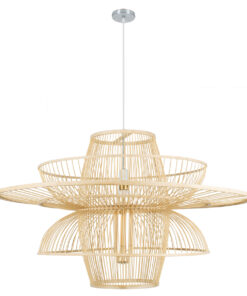 GLOBOSTAR® BALI 01758 Boho Κρεμαστό Φωτιστικό Οροφής με Ντουί 1 x E27 AC 220-240V IP20 - Μπεζ - Μ100 x Π100 x Υ60cm 12 01758 3