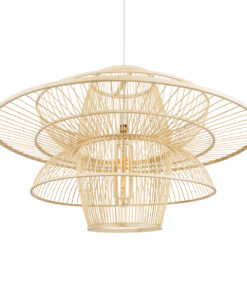 GLOBOSTAR® BALI 01758 Boho Κρεμαστό Φωτιστικό Οροφής με Ντουί 1 x E27 AC 220-240V IP20 - Μπεζ - Μ100 x Π100 x Υ60cm 14 01758 5