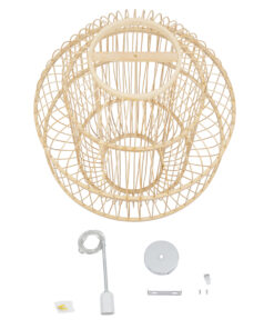 GLOBOSTAR® HIBISCUS 01763 Boho Κρεμαστό Φωτιστικό Οροφής με Ντουί 1 x E27 AC 220-240V IP20 - Μπεζ - Μ48 x Π48 x Y60cm 18 01763 8