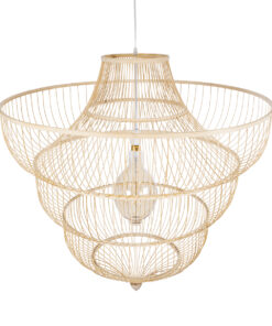 GLOBOSTAR® HIBISCUS 01781 Boho Κρεμαστό Φωτιστικό Οροφής με Ντουί 1 x E27 AC 220-240V IP20 - Μπεζ - Μ100 x Π100 x Υ100cm 16 01781 6