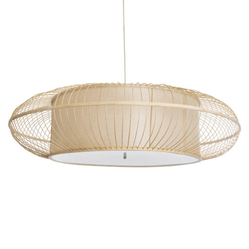 GloboStar® GLOBOSTAR® HIBISCUS 01782 Boho Κρεμαστό Φωτιστικό Οροφής με Ντουί 3 x E27 AC 220-240V IP20 - Μπεζ - Μ120 x Π120 x Y31cm