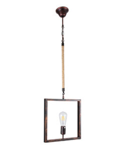 GLOBOSTAR® FRAISE 01814 Vintage Κρεμαστό Φωτιστικό Οροφής με Ντουί 1 x E27 AC 220-240V IP20 - Χάλκινο & Μπεζ - Μ32 x Π4 x Υ32cm 14 01814 3