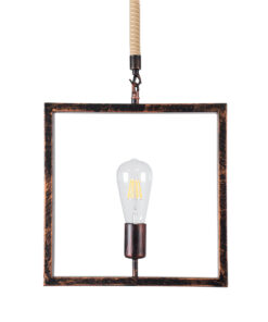 GLOBOSTAR® FRAISE 01814 Vintage Κρεμαστό Φωτιστικό Οροφής με Ντουί 1 x E27 AC 220-240V IP20 - Χάλκινο & Μπεζ - Μ32 x Π4 x Υ32cm 15 01814 4