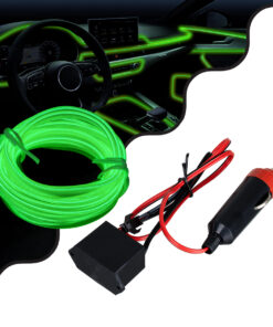 GloboStar® GloboStar® 82202 TUBE 360° Degree Διακοσμητική EL-Wire Neon Αυτοκινήτου Κορδόνι ΣΕΤ 3m 1W/3m 30lm/m 360° DC 12V με Βύσμα Αναπτήρα Αυτοκινήτου Αδιάβροχη IP68 Πράσινο Φωσφορούχο