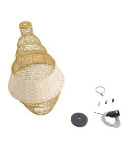 GLOBOSTAR® KENTUCKY 01910 Vintage Κρεμαστό Φωτιστικό Οροφής με Ντουί 1 x E27 AC 220-240V IP20 - Μπεζ - Μ40 x Π40 x Υ80cm 22 01910 11