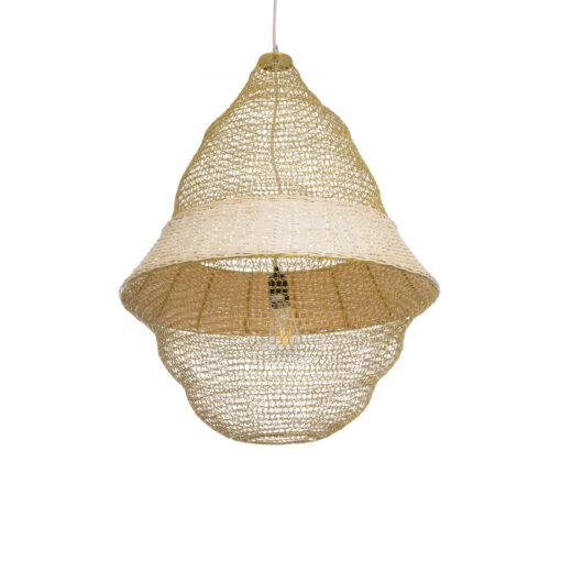 GloboStar® GLOBOSTAR® KENTUCKY 01911 Vintage Κρεμαστό Φωτιστικό Οροφής με Ντουί 1 x E27 AC 220-240V IP20 - Μπεζ - Μ60 x Π60 x Υ80cm