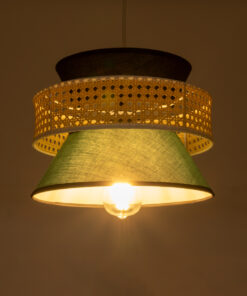 Alternative view of GLOBOSTAR® SAIGE 01915 Boho Κρεμαστό Φωτιστικό Οροφής με Ντουί 1 x E27 AC 220-240V IP20 - Πράσινο, Μπεζ & Μαύρο - Μ30 x Π30 x Υ22cm