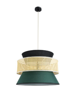 GLOBOSTAR® SAIGE 01916 Boho Κρεμαστό Φωτιστικό Οροφής με Ντουί 1 x E27 AC 220-240V IP20 - Πράσινο, Μαύρο & Μπεζ - Μ50 x Π50 x Υ36cm 14 01916 4