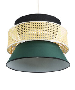 GLOBOSTAR® SAIGE 01916 Boho Κρεμαστό Φωτιστικό Οροφής με Ντουί 1 x E27 AC 220-240V IP20 - Πράσινο, Μαύρο & Μπεζ - Μ50 x Π50 x Υ36cm 16 01916 6