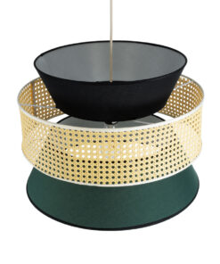 GLOBOSTAR® SAIGE 01916 Boho Κρεμαστό Φωτιστικό Οροφής με Ντουί 1 x E27 AC 220-240V IP20 - Πράσινο, Μαύρο & Μπεζ - Μ50 x Π50 x Υ36cm 17 01916 7