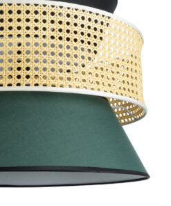 GLOBOSTAR® SAIGE 01916 Boho Κρεμαστό Φωτιστικό Οροφής με Ντουί 1 x E27 AC 220-240V IP20 - Πράσινο, Μαύρο & Μπεζ - Μ50 x Π50 x Υ36cm 18 01916 8