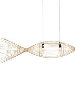 GloboStar® GLOBOSTAR® FISH 01927 Boho Κρεμαστό Φωτιστικό Οροφής με Ντουί 1 x E27 AC 220-240V IP20 - Μπεζ - Μ130 x Π42 x Υ42cm