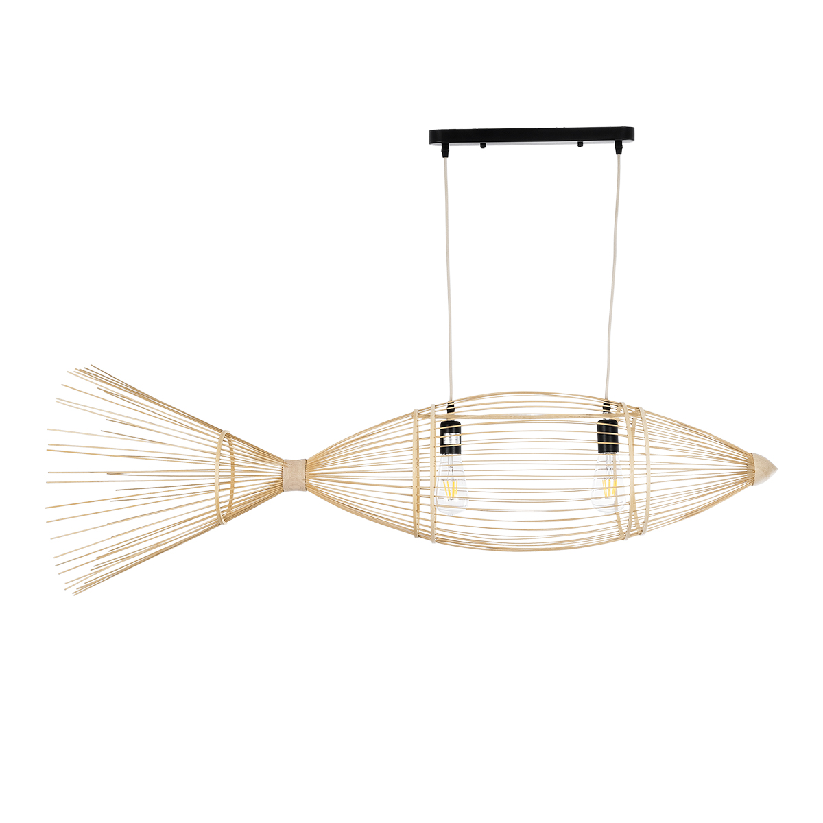 GLOBOSTAR® FISH 01927 Boho Κρεμαστό Φωτιστικό Οροφής με Ντουί 1 x E27 AC 220-240V IP20 - Μπεζ - Μ130 x Π42 x Υ42cm 5 GLOBOSTAR® FISH 01927 Boho Κρεμαστό Φωτιστικό Οροφής με Ντουί 1 x E27 AC 220-240V IP20 - Μπεζ - Μ130 x Π42 x Υ42cm - Image 3