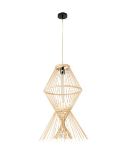 GLOBOSTAR® YOSHI 01928 Boho Κρεμαστό Φωτιστικό Οροφής με Ντουί 1 x E27 AC 220-240V IP20 - Μπεζ - Μ35 x Π35 x Υ60cm 15 01928 4