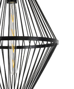 GLOBOSTAR® YOSHI 01929 Boho Κρεμαστό Φωτιστικό Οροφής με Ντουί 1 x E27 AC 220-240V IP20 - Μαύρο - Μ35 x Π35 x Υ60cm 19 01929 8