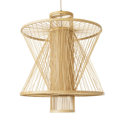GloboStar® GLOBOSTAR® HIBISCUS 01931 Boho Κρεμαστό Φωτιστικό Οροφής με Ντουί 1 x E27 AC 220-240V IP20 - Μπεζ - Μ50 x Π50 x Υ60cm