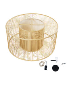 GLOBOSTAR® HIBISCUS 01936 Boho Κρεμαστό Φωτιστικό Οροφής με Ντουί 1 x E27 AC 220-240V IP20 - Μπεζ - Μ80 x Π80 x Υ38cm 22 01936 10