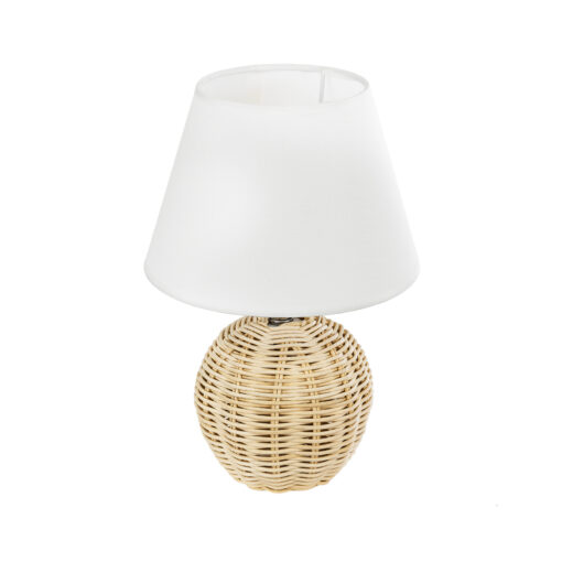 GloboStar® GLOBOSTAR® HASUMI 01957 Boho Επιτραπέζιο Φωτιστικό Πορτατίφ με Ντουί 1 x E27 AC 220-240V IP20 - Μπεζ & Λευκό - Μ19 x Π19 x Υ30cm