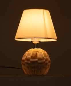 GLOBOSTAR® HASUMI 01957 Boho Επιτραπέζιο Φωτιστικό Πορτατίφ με Ντουί 1 x E27 AC 220-240V IP20 - Μπεζ & Λευκό - Μ19 x Π19 x Υ30cm 15 01957 8