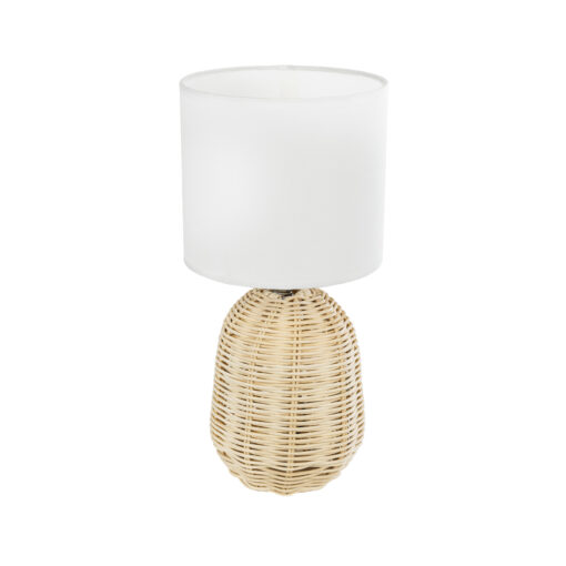 GloboStar® GLOBOSTAR® HASUMI 01958 Boho Επιτραπέζιο Φωτιστικό Πορτατίφ με Ντουί 1 x E27 AC 220-240V IP20 - Μπεζ & Λευκό - Μ18 x Π18 x Υ36cm