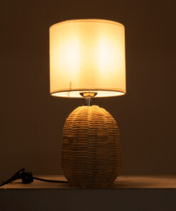 GLOBOSTAR® HASUMI 01958 Boho Επιτραπέζιο Φωτιστικό Πορτατίφ με Ντουί 1 x E27 AC 220-240V IP20 - Μπεζ & Λευκό - Μ18 x Π18 x Υ36cm 15 01958 8