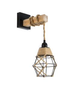 GloboStar® GLOBOSTAR® BELLARIVA 01961 Boho Φωτιστικό Τοίχου - Απλίκα με Ντουί 1 x E27 AC 220-240V IP20 - Μπεζ & Μαύρο - Μ10 x Π30 x Υ43cm