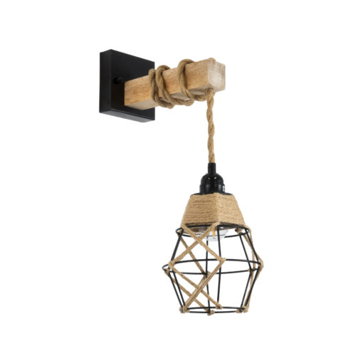 GloboStar® GLOBOSTAR® BELLARIVA 01961 Boho Φωτιστικό Τοίχου - Απλίκα με Ντουί 1 x E27 AC 220-240V IP20 - Μπεζ & Μαύρο - Μ10 x Π30 x Υ43cm