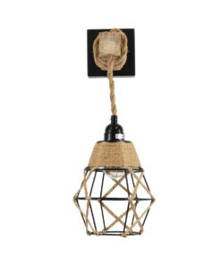 GLOBOSTAR® BELLARIVA 01961 Boho Φωτιστικό Τοίχου - Απλίκα με Ντουί 1 x E27 AC 220-240V IP20 - Μπεζ & Μαύρο - Μ10 x Π30 x Υ43cm 10 01961 4
