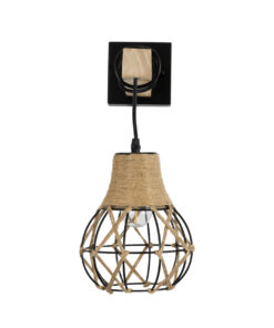 GLOBOSTAR® BELLARIVA 01962 Boho Φωτιστικό Τοίχου - Απλίκα με Ντουί 1 x E27 AC 220-240V IP20 - Μπεζ & Μαύρο - Μ10 x Π26 x Υ40cm 10 01962 4