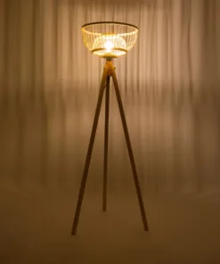 Alternative view of GloboStar® POPPY 01986 Boho Επιδαπέδιο Φωτιστικό Μονόφωτο 1 x E27 IP20 Μπεζ Ξύλο - Μ58 x Π58 x Υ141cm