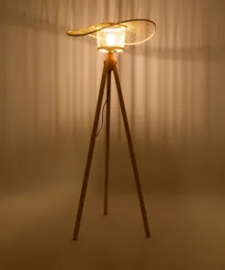 Alternative view of GloboStar® POPPY 01987 Boho Επιδαπέδιο Φωτιστικό Μονόφωτο 1 x E27 IP20 Μπεζ Ξύλο - Μ58 x Π58 x Υ138cm