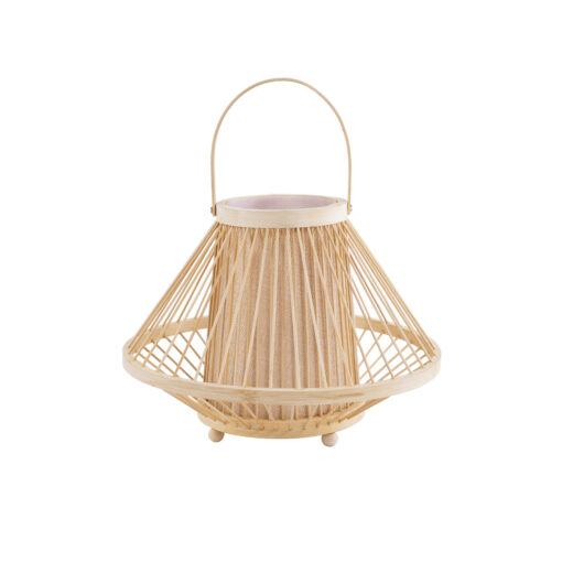 GloboStar® GloboStar® CATHY 02006 Boho Επιτραπέζιο Φωτιστικό Πορτατίφ Μονόφωτο 1 x E27 IP20 Μπεζ Ύφασμα με Μπεζ Ξύλο - Μ30 x Π30 x Υ22cm